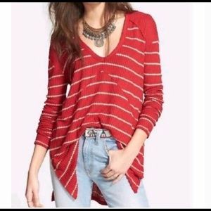 FreePeople Sunset Park Thermal - Red & Tan Stripes